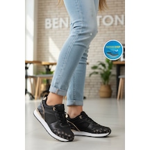United Colors Of Benetton Siyah Beyaz Bağcıklı Cilt Unisex Spor Ayakkabı Bnı-12097 G Siyah - Beyaz