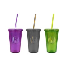 Herevin 660 Ml Düz Kapaklı Üçlü Pipetli Bardak - San Çok Renkli