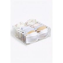 Orret Home 8 Bölmeli Sütyen Organizeri Şeffaf Akordiyon Düzenleyici, Çekmece İçi Sütyen Organizer Dolap İçi İç Çamaşırı Düzenleyici, Gardırop Çekmece Düzeni Sütyen Saklama Organizer Açık Bej