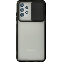 Samsung Galaxy  Uyumlu,  A72 Kılıf Palm Buzlu Kamera Sürgülü Silikon - Siyah
