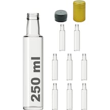 Afracam Dorika Şeffaf 250 ML Cam Şişe Kapak Kapüşon 8 Adet