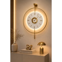 MetaQuartz Aksesuar İskandinav Kadran Gold Büyük Boy 50 x 75 CM 3 Adet Pil Metal (Mobilya) Duvar Saati Gold