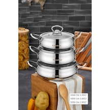 Cooker Lara Çelik 3'lü Sahan Set Gri