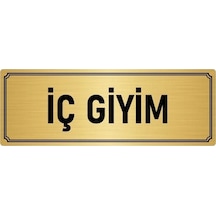 Metal Yönlendirme Levhası, Departman Kapı Isimliği Iç Giyim 5x20 Cm Altın Renk