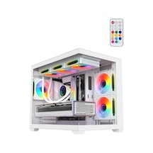 Terranova Kumandalı 6 Argb Fanlı Nova Beyaz Midi Tower Cam Panel Gaming Oyuncu Bilgisayar Kasas