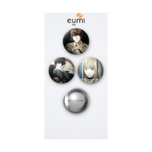 Death Note Animesi L , Light Ve Misa Anime 3'lü Metal Rozet Seti 58mm İğneli Buton Çanta Yaka Rozeti Çok Renkli