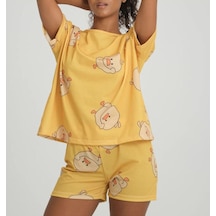 Civciv Desenli Şortlu Takım Sarı