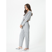 Koton Yüksek Bel Jogger Pantolon Kargo Cepli Gri Melanj 4sak40134uw Gri Melanj