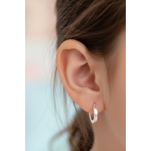10mm Gümüş Çocuk Halka Küpe 925 Ayar 2mm Kalınlık Kız Çocuk Küpesi Gold - Gümüş