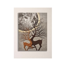 Geyik Ve Ay Temalı Metal Tablo - Rustik Duvar Dekoru, Metal Poster Wall Art Çok Renkli - 923194703 Çok Renkli - 923194703 Çok Renkli