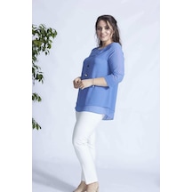Moda Berray 1934 Kolyeli Şifon Büyük Beden Şık Bluz Indigo İndigo