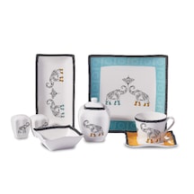 Korkmaz Link Collection 28 Parça A8584 Kare Kahvaltı Takımı Çok Renkli