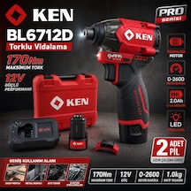 Ken 6712D 170 NM 12V 2AH Torklu Vidalama Matkap