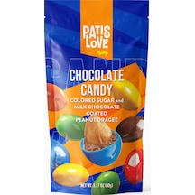 Patislove Renkli Şeker Kaplı Sütlü Çikolatalı Bütün Yer Fıstığı Draje, 90g