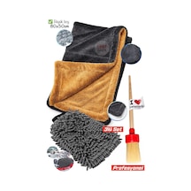 Twiss Çift Taraf 80x50 Mikrofiber Oto Kurulama Havlusu Şönil Profesyonel Detailing Fırçası 3lü