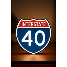 Interstate I-40 Tasarımlı Gece Lambası Dekoratif Aydınlatma Çok Renkli