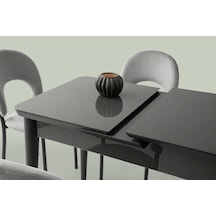 Kelebek Hg Ortadan Açılır Büyüyen 80x130cm Koyu Gri Ahşap Salon Yemek Masa Gri Sandalye Takımı 4 San Gri