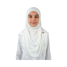 Pratik Hazır Geçmeli Boneli Çocuk Şal Beyaz Beyaz