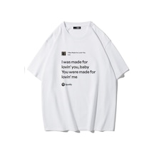 Brz Collectıon Brz Collection Unisex Oversize Kiss - I Was Made For Lovin' You T-shirt Beyaz