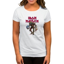 Iron Maiden Monster Guitarist Beyaz Kadın Tişört