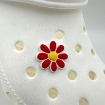 Crocs Terlik Süsü Ve Aksesuarı , Çanta Süsü Jibbitz 3d Renkli Papatya 03 Logo Aksesuar Kırmızı-beyaz-sarı