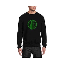 Arrow Logo Classic Baskılı Siyah Erkek Örme Sweatshirt