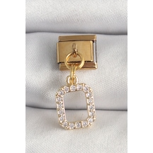 316l Çelik Gold Renk Sallantı Kare Zirkon Taşlı Nomination Charm Renkli