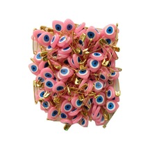 Nazar Boncuğu Sarı Çengelli İğneli Pembe Boncuk 50 Adet