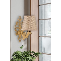 Tekli Eskitme Zamak Metal Aplik Kahverengi Rattan Hasır Şapkalı Kahverengi