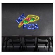 Twins Led Hot Pizza Yazılı Ve Pizza Şekilli Neon Tabela Mavi Model:model:25343366