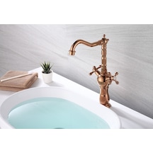 İsaoğlu Yapı Bakır Çanak Lavabo Bataryası Bronz Lavabo Muslugu Vintage Model Çanak Lavabo Bataryası Bakır