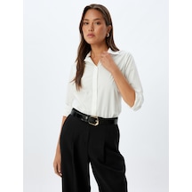 Koton Basic Poplin Gömlek Uzun Kollu Pamuklu Regular Fit Beyaz 5wak60201uw Beyaz