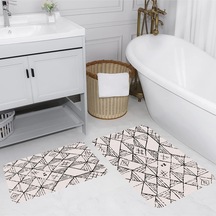 Rovigo Home Baskılı Kaymaz Taban 2 Li Banyo Paspas Takım Rvg5167-100X60-60X50 Çok Renkli