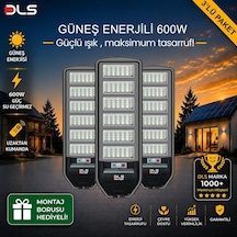 3'lü Paket Dls 600w Güneş Enerjili Solar Sokak Ve Bahçe Lambası, Lifepo4 Bataryalı, Ip66, Hareket Sensörlü, Uzak