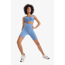 DeFactoFit Biker Beli Saran Sporcu Tayt E6323AX25SMIN34 İndigo