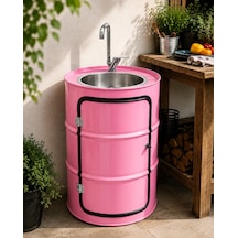 Metal Varil Dolaplı Çeşme Pembe