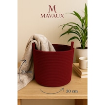 Mavaux Çok Amaçlı, 30cm-30cm Orta Boy, Yanları Saplı, Jüt, Hasır, Dokuma Sepet, Düzenleyici Organizer Mürdüm