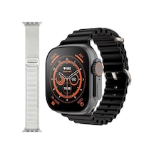 GS8 Watch 8 Ultra Akıllı Saat Siyah Watch 2.02 Inc Beyaz Dokuma Kordon Hediye (İthalatçı Garantili)