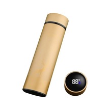 Mectime 500ml Paslanmaz Çelik Termos Su Şişesi Led Dijital Sıcaklık Göstergeli Sarı 1 L Sarı