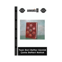 Taşlı Deri Defter Günlük Çanta Defteri Notluk Çok Renkli