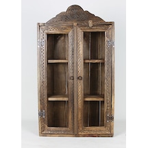 Eskitme Ahşap Ecza Dolabı 40x69x12 Cm. Siyah