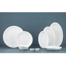 Evaliza Stripe Platin 30 Parça Yemek Takımı- 6 Kişilik Beyaz - Platin