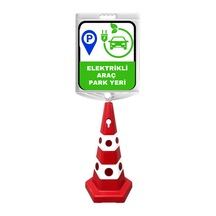 Elektrikli Araç Park Yeri Çift Taraf Baskı Kırmızı Ultra Kedi Gözlü Ağırlıklı Koni Seti Trafik Dubası