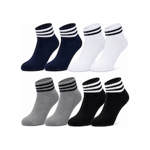Erkek Çocuk 8'li Pamuklu Çizgili Patik Çorap Nefes Alan Esnek Günlük Spor Okul Çorabı Rahat Ve Dayanıklı Renk: Çok Renkli, Beden: 9-11