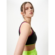 Koton Fermuarlı Sporcu Sütyeni Kaplı Slim Fit U Yaka Siyah 4sak30031nk 4SAK30031NK999 Siyah
