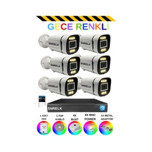 Snrelk 6'lı Gece Renkli Yüz Tanıma Ve Hareket Algılamalı Full Hd Güvenlik Kamera Set