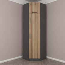 Kale 1 Kapaklı Köşe Dolap + Yüklük Antrasit Dore 235cm Çok Renkli