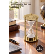 3 Adet Pirinç Kum Saati Dekoratif Masaüstü Zamanlayıcı Ve Dekor Aksesuarı, Sand Timer Hourglass 14 X 8 Cm Diğer