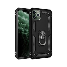 Apple Uyumlu iPhone 11 Pro Max Yüzüklü Standlı Tank Zırh Silikon Kılıf