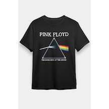 Adrift Pink Floyd Baskılı Unisex Beyaz Tişört Siyah